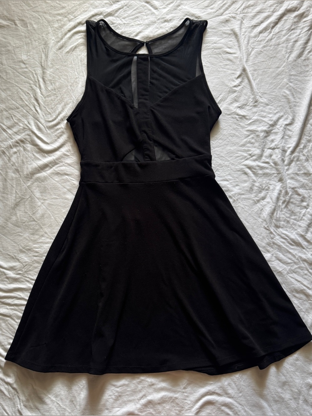 Black Sheer Mesh A-line Skater Dress Whimsigoth Romantic Fairy Grunge Size S